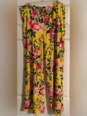 Yellow Floral Wide-Leg Women’s Pants